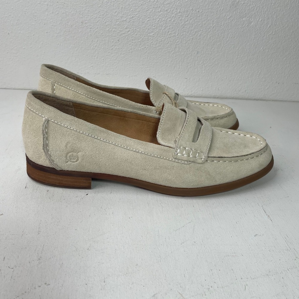 Born Suede Penny Loafers Womens 11 M Cream Beige Slip On Shoes BR0017879 - Picture 5 of 16